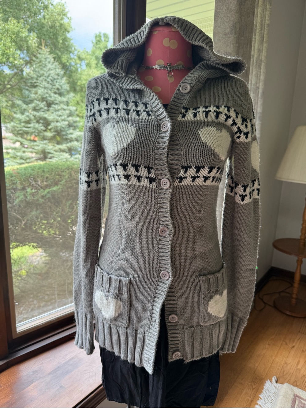 Y2K Wet Seal Hooded Heart Cardigan